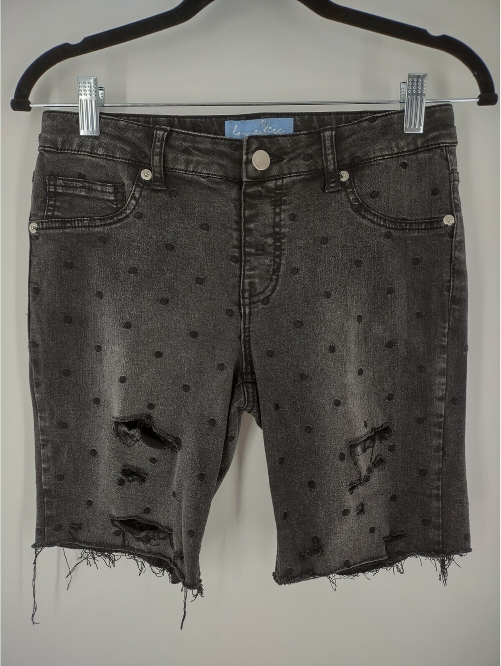 Love Fire Girls Size 16 Cut Off Shorts Distressed Black 044